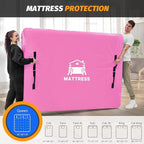 Mattress Bags for Moving, BETU Mattress Protector Waterproof Mattress Cover King Size Storage Bags with 8 Heavy-Duty Handles and Zipper for Bed Extra Thick Large Reusable (82"x79"x15" Pink)