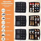 INSTY 2 Pack Shoe Organizer for Closet, Fits up to 32 Pairs, Adjustable Dividers for Shoe Storage, Space-Saving Shoe Bins and Clear Top, Black