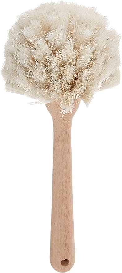 Fox Run Kitchen Brush, Natural Horsehair Fiber Dish and Glass Brush, 10"