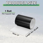 PATIKIL Awning Repair Tape 8m x 15cm Waterproof Canvas Tape High Adhesive Tear Repair Patch Kit for PVC Tarpaulin Tent Awning Fabric RV Sail Boat Cover, Black (6" x26.24ft)