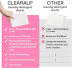 Laundry Detergent Sheets Up to 160 Loads, Fresh Flower - Great For Travel,Apartments, Dorms,CLEARALIF Laundry Detergent Strips Eco Friendly & Hypoallergenic - 80 Sheets