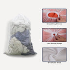 2 Pack Large Mesh Laundry Bag, 24×36 inch Heavy Duty Mesh Laundry Bags Drawstring Lockable, White Laundry Hamper Liner, for Factories, College, Travel, Dorms, Family and Apartment Dwellers
