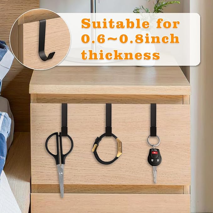 15 Pack Over The Cabinet Door Hooks, Cabinet Drawer Organizer, Metal Cabinet Hooks for Hanging Stocking Clothes Towels (Black)