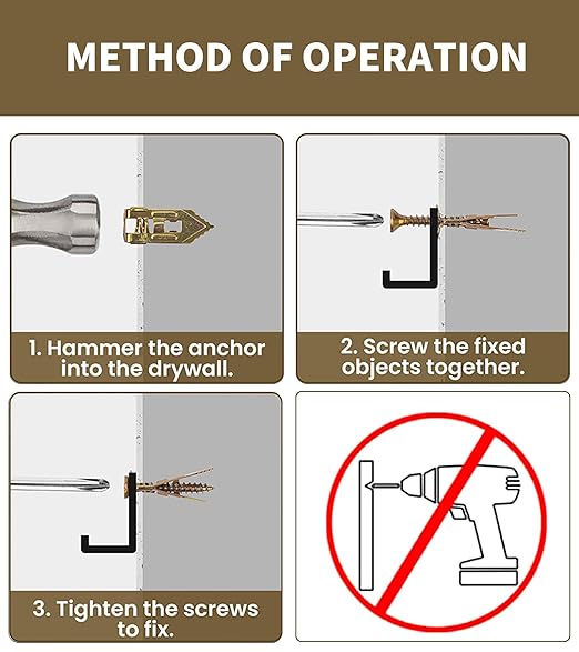 200PCS Self Drilling Drywall Anchors with Screws Kit,2025 Upgraded Board Anchors Kit，100PCS Sheetrock Anchors and 100PCS Screws, Eliminating The Need for Drilling or Punching Holes in The Wall