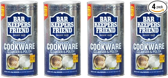BAR KEEPERS FRIEND Cookware Cleanser, 12-Ounce (Pack of 4)']