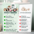 No More Dryer Sheets! Reusable Wool Dryer Balls XL 6-Pack - Reduces Static, Cuts Dry Time, & Softens Naturally