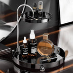 Bathroom Sink Vanity Trays, Double Layer Rotating Bird Design Shelf Tray, Multi-Purpose Countertop Organizer, Black
