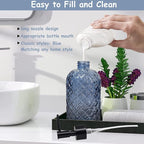 Blue Glass Dish Soap Dispenser for Kitchen, 12oz Refillable Liquid Hand Soap Dispenser Set, Crystal Lotion Bottle for Modern Home Decor, Bathroom Countertop, Hotel