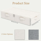 Underbed Storage Bins Drawer, Foldable Under Bed Boxes, Fabric Closet Container with Lid for Organizing Clothes, Sheets, Blankets, Comforter, 31.4x15.7x5.9in, Beige, 3 Pack