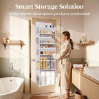 5 Tiers Over Door Organizer with 10 Mesh Side Pockets, 50 lbs Weight Capacity Hanging Storage Organizer with Clear Window Kids Toys, Shoes, Diapers, Light Gray