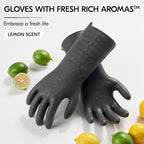 Vgo... 1 Pair Household Cleaning Gloves Infused with Rresh Rich Aromas, Lined Dishwashing Gloves,Long Sleeves Kitchen Gloves, Bathroom Cleaning, Gardening, Pet Care(Gray,S,TP1117)