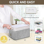 BALEINE 2 Pack Fabric Storage Bins for Shelves, Linen Storage Baskets for Organizing, Decorative Closet Bins for Clothes, Home (Grey, 12"x8"x8")