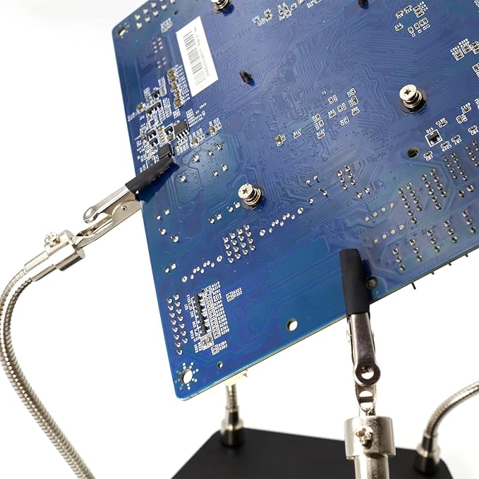 Kaisiking Helping Hand Soldering Third Hand Soldering Tool PCB Holder with Soldering Iron Stand, Metal Base Flexible Metal Arms for Soldering, Electronic Repair