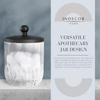 Glass Jar with Metal Lid for Bathroom Organization, Clear Apothecary Jar for Cotton Balls, Q Tips, and Small Accessories, Stylish Bathroom Storage Container Black