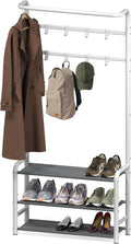 SIMPLE HOUSEWARE Space-Saving Coat Rack with Storage Shelf, Black Freestanding Hall Tree Organizer with Hooks for Entryway, Bedroom, Office, Coats, Hats, Jackets, Scarves - White