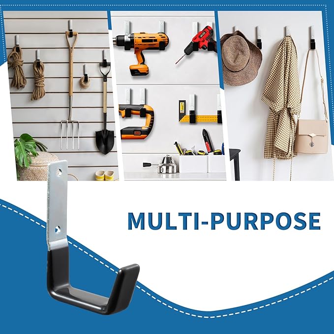 Heavy Duty Steel Garage Hooks,Garage Storage Utility Hooks,Anti-Slip Hanger, Tool Organizer,Steel Wall Mount Organizer, Garden Hose Hanger (Small-4PC)