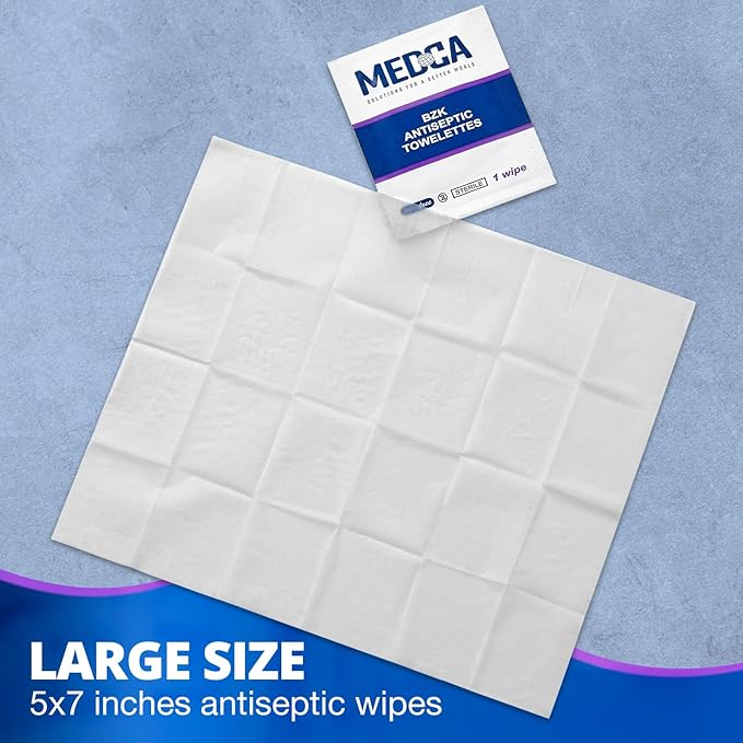 Hand Wipes – (Pack of 4000) Benzalkonium Chloride Swabs Individual BZK Single-Use Packets by MEDca