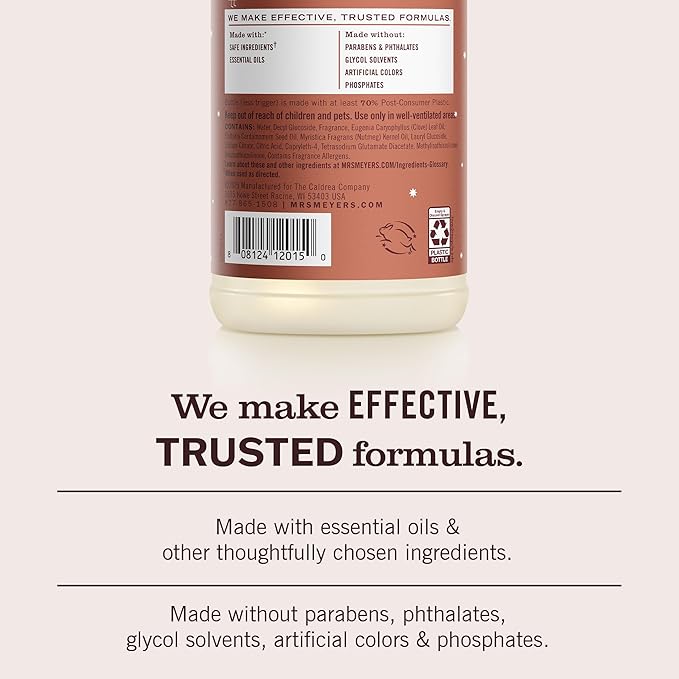 Mrs. MEYER'S CLEAN DAY Multi-Surface Everyday Cleaner, Gingerbread Scent, 16 Fl Oz Bottle - 3 Pack