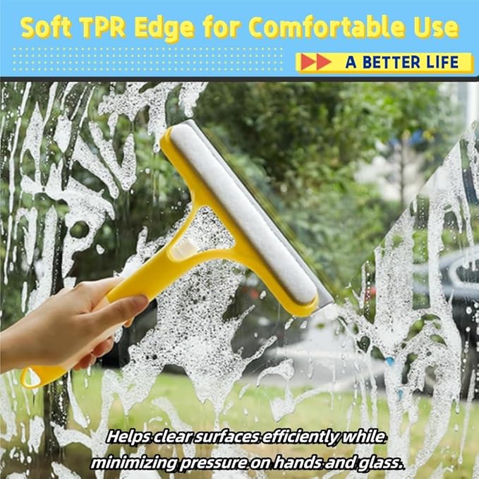 3 in 1 Window Cleaning Scraper，3 in 1 Spray Squeegee， Multifunctional Glass Cleaner Tool with Microfiber Pad for Home, Car, Mirrors, and Shower Surfaces (White)