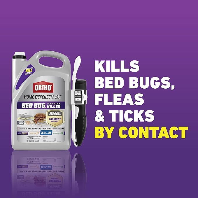 Ortho Home Defense Max Bed Bug, Flea and Tick Killer with Comfort Wand, Bed Bug Spray, Kills Bed Bug Eggs, Fleas and Ticks, 1 gal.