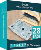 Vacuum Storage Bags, Compression Packing Space Saver Seal Bags for Clothing Bedding Comforters Blankets Pillows, 28 Combo