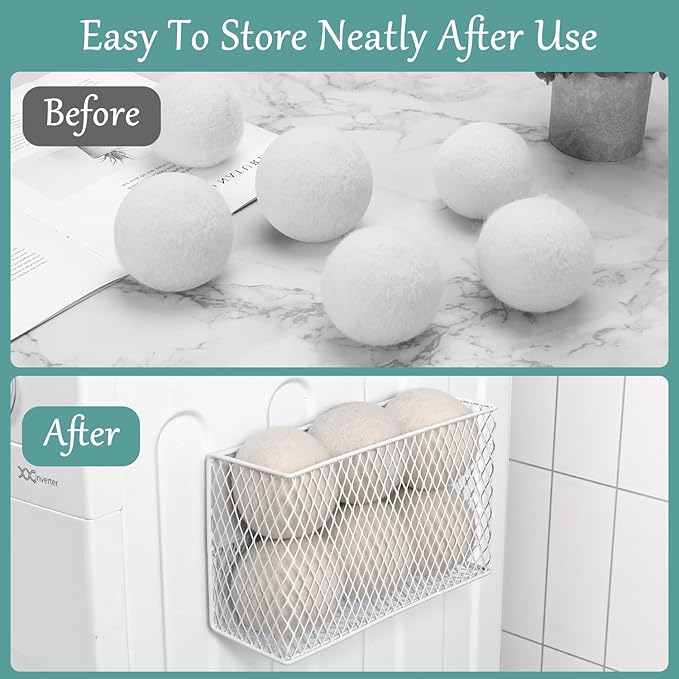 Magnetic Dryer Ball Holder For Laundry Room Organization And Storage, Metal Hanging Lint Bin Basket, Iron Mesh Dryer Ball Container Box Organizer