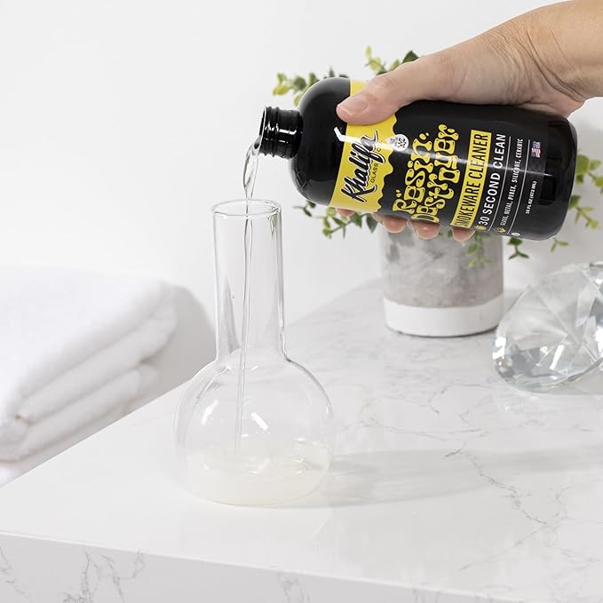 Khalifa Resin Destroyer Cleaning Solution One 16 Fl Oz Bottle - Clean & Deodorize Glass, Ceramic, Silicone & Metal - Restore Your Pieces to Perfection - Destroy Resin, Wax, Oil & Stinky Debris