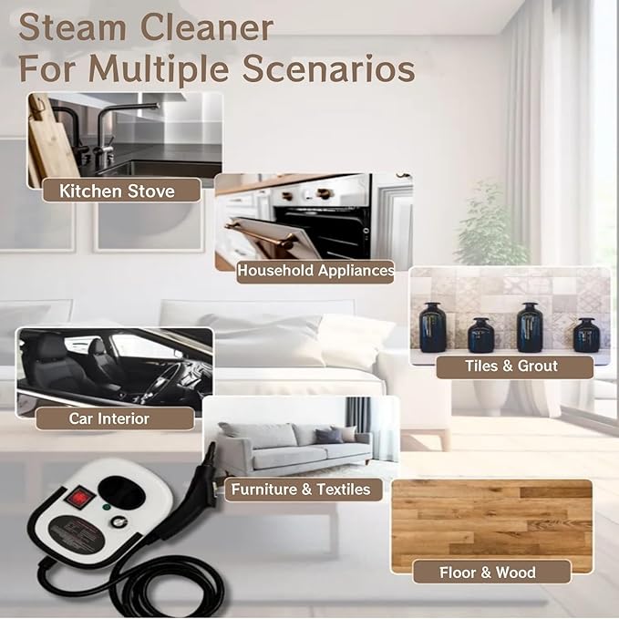 7 in 1 Steam Cleaner 2500W High Pressure Steamer for Cleaning, Car Steamer Handheld Steam Cleaner for Home Use, Hardwood Floor Steam Cleaner for Upholstery, Kitchen, Bathroom, Grout (Blue)