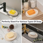 Soap Dish Bathroom Resin Bar Soap Holder for Shower Soap Tray for Kitchen Sink 2 Pack(Cream)