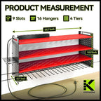 KAFAHOM Power Tool Organizer with Charging Station,9 Drill Holder Wall Mount,4 Layer Heavy Duty Metal Cordless Drill Storage for Garage Organization,Battery Tool Rack Built in 7 Outlet Power Strip Red