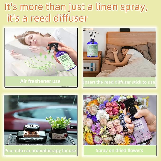 Natural Bedroom Linen Spray | Gardenia & Jasmine Scented Room Mist with Plant Extracts for Sheets, Pillows & Curtains – 9oz
