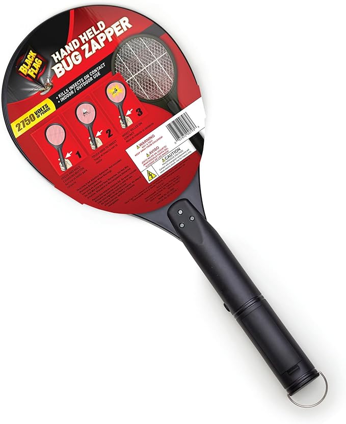 Black Flag 2-Pack Electric Bug Zapper Rackets – Mosquito & Fly Swatter, Battery Operated (Black)