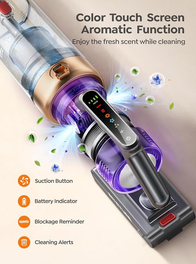 Cordless Vacuum Cleaner, 600W 50KPA 65 Mins Vacuum Cleaners for Home, Cordless Stick Vacuum with Powerful Suction, Wall Mount Charging Dock, Rechargeable Vacuum for Pet Hair/Carpet/Hardwood Floors