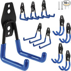 Steel Garage Hooks Wall Tool Organizer, 10 Pack Garage Storage Hook Heavy Duty Utility Storage Hangers Blue for Ladders, Ropes, Garden Tools