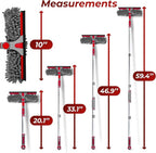 DSV Standard Squeegee Window Cleaner Tool 2-in-1 Window Squeegee for Window Cleaning, 60” Window Cleaning Squeegee Kit with Bendable Head, Window Cleaning Tool With Extension Pole for Home, Car, Glass