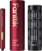Fanttik E2 Ultra Mini Electric Screwdriver, Cordless Screwdriver, Max 0.6N.m, 50 Magnetic Bits, 5/32'' Hex, Magnetic Storage, Repair Tool for Electronics, Camera, Laptop, and PC Build (Red)