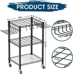 T1 Garden Tool Organizer（With Lockable Wheels）Heavy Duty Garage Tool Storage for Yard，Shed，Outdoor and Lawn，Freestanding Tool Organizers and Storage UP to 50 Tools，Black with Anti-Tip Device