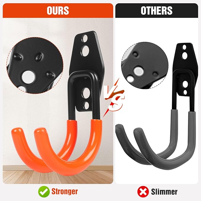 Garage Hooks Ladder Hooks for Hanging Heavy Duty Garage Organizer Wall Mount Metal Garage Storage Organization Tool Hanger Utility Rack for Garage Wall, Shed, Garden, Workshop