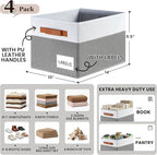 Criusia Large Closet Storage Baskets for organizing 4 Pack, Non-Dust-Absorbing Closet Shelf Organizer Bins with Handles & Labels - Decorative Collapsible Baskets for Living Room Bedroom Nursery Dorm
