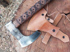 Kacha Store | custom handmade Viking medieval Axe with Viking gift,Hand Axe,Viking Gifts for Men,Camping Tomahawk,Bearded,Valhalla Axe with Leather Sheath (Battle axe) (Ragnar Ax)