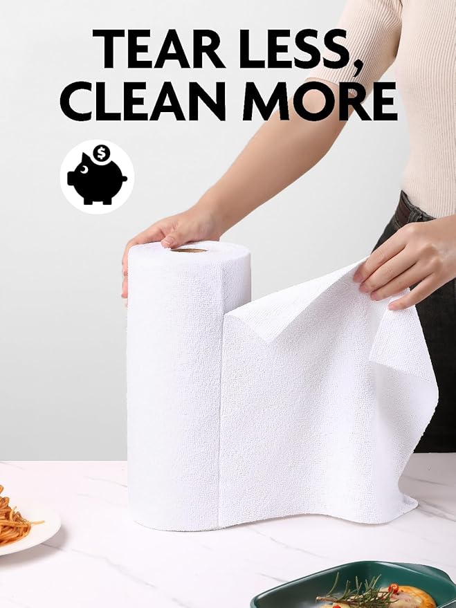Fantasticlean Microfiber Cleaning Cloth Roll -675 Pack, Tear Away Microfiber Towels, 12" x 12", Reusable, Washable, Ultra Absorbent Dishcloth for Home Supplies, Car, Shop (9 Rolls of White)