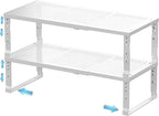 Expandable Spice Rack & Kitchen Cabinet Organizer - Stackable, Adjustable Shelves for Cabinets, Countertops, Cupboards & Pantries(2 Packs/Medium/White)