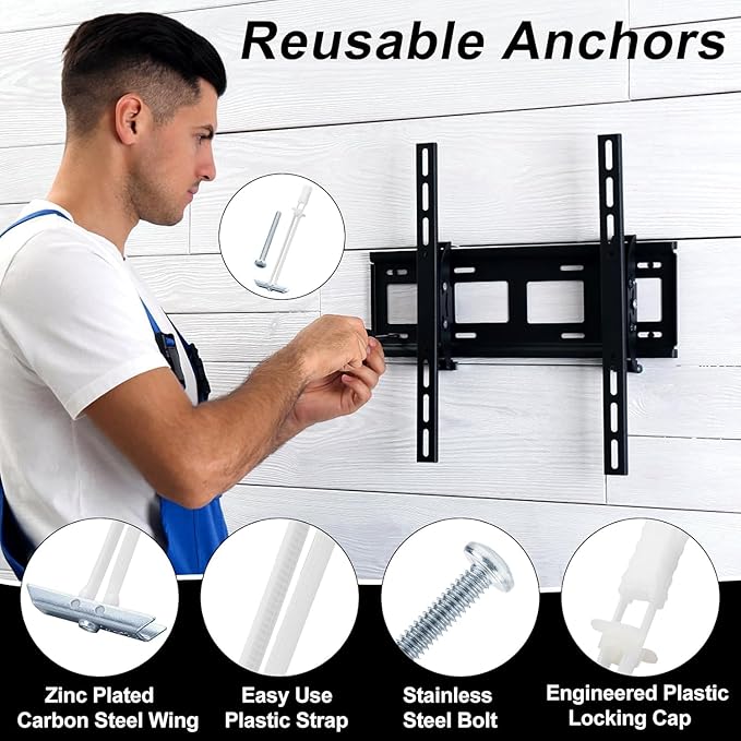 Heavy Duty Drywall Anchor Bolts with 1/4"-20 Fastener Suitable for TV Mounting Hollow Wall Anchor Bolt Screw Kit Supports Up to 270 lbs Each on 1/2 Inch Drywall Pack of 50