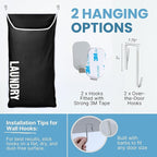 Hanging Laundry Hamper Bag XL 40x22", Space Saving over the Door Storage Bags, Behind the Door Hampers for Dirty Clothes & Wall Mounted Basket for Bathroom, Organizer for Small Room Spaces RV