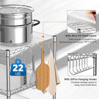 Leteuke 1120LBS Heavy Duty Rolling Utility Cart,3 Tier Rolling Carts with Wheels,NSF Commercial Grade with Handle Bar & Shelf Liners,45"x25"x39"Storage Cart for Kitchen,Restaurant,Plant Display,Chrome