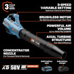 SENIX X5 58V MAX* 2-Piece Cordless Yard Tool Combo Kit with 11“/13" Brushless String Trimmer Weed Wacker,520CFM 3-Speed Leaf Blower,Includes 2.5Ah Battery & Charger (S5K2B1-01)