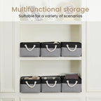 Storage Baskets for Shelves 13.8x9.8x6.7 Inch-Foldable Fabric Organizing Storage Bins with Handles, Closet & Bathroom Organizer, Home Storage for Kitchen, Office (1-Pack, Black&Gray)
