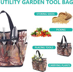Garden Tool Set, 7 Pcs Floral Gardening Set for Women Leaf Camouflage Gardening Kit with Garden Tool Bag, Trowel, Weeder Fork, Hand Rake, Pruning Shears, Cultivator, Transplanter
