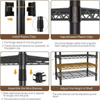 Golpart Over Washer and Dryer Shelves,2 Tier Adjustable Height Wire Shelving Laundry Room Storage Organization Clothes Drying Rack with Hanger Rod&Hooks,Space Saving Organizers Shelf,Black