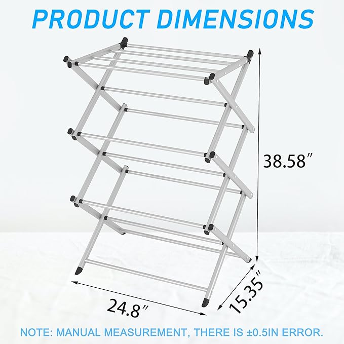 Household Indoor Folding Clothes Drying Rack, Dry Laundry and Hang Clothes,Towel Rack (Silver Gray) for Storage